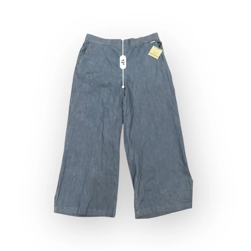 NWT Anne Klein Women’s Wide Leg Crop Denim Flat Front Pants Size L Med Wash​​ - Picture 5 of 11